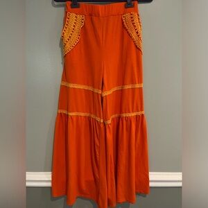 NWOT Urban mango boho wide flare leg pants Small orange.